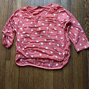 Orange Polka Dot Linen Top